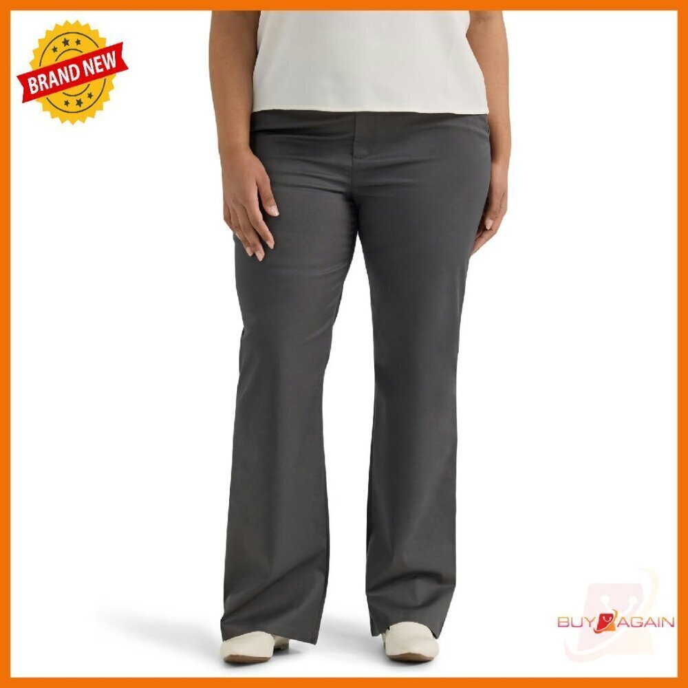 Wrinkle-Free Bootcut Pants Plus Size Mid-Rise Stretch Casual